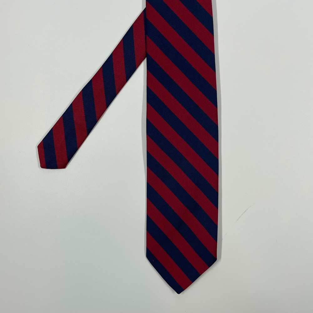Prince Consort Red Navy Blue Striped Golden Clasp Necktie Mens OS